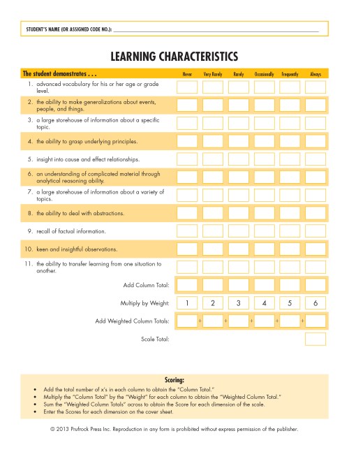 Renzulli Scales Form